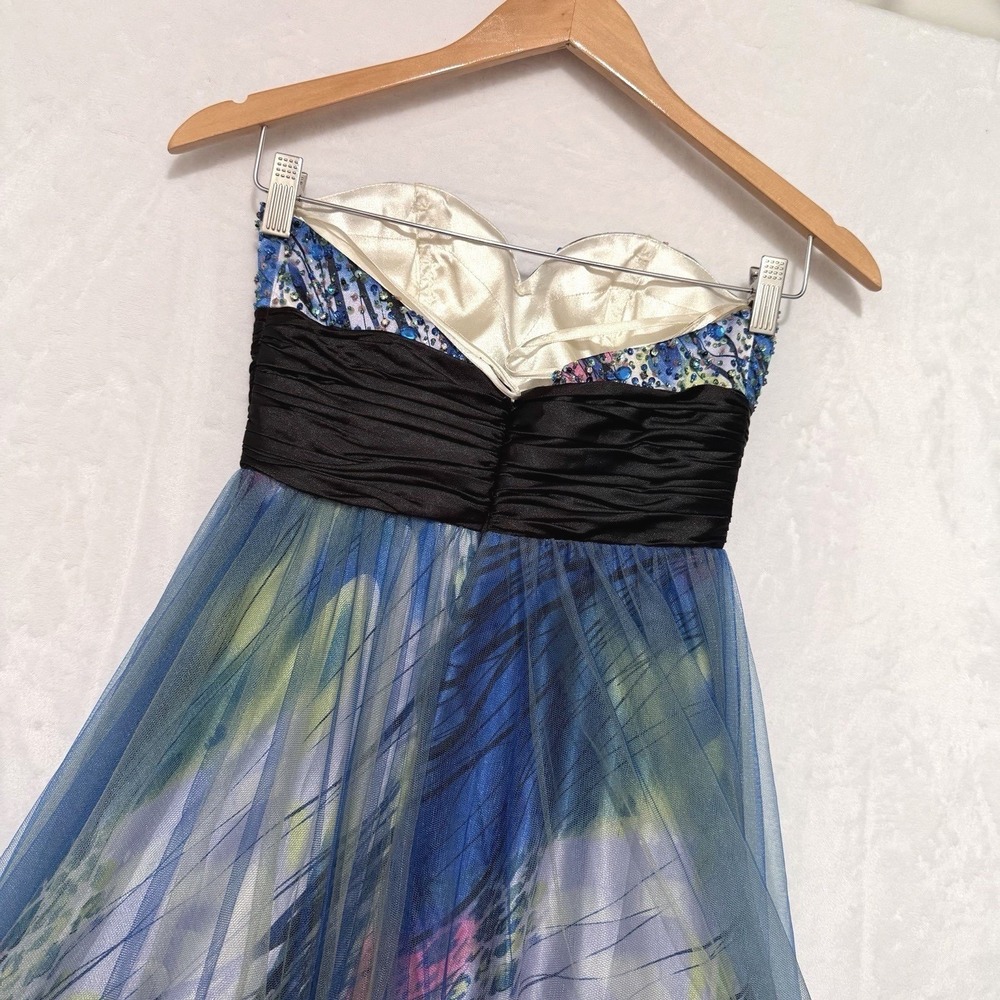 Cache Womens Y2K Prom Gown Size 0 Beaded Strapless Tulle Multicolor Fairycore - Picture 15 of 16
